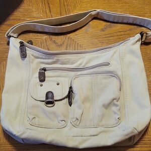 Cream Canvas Shoulder Bag